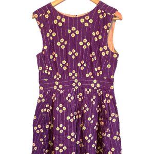 Modcloth Purple Emily and Fin Dress Floral Print Size L